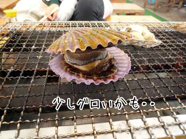 緋扇貝（ヒオウギ貝）を焼く